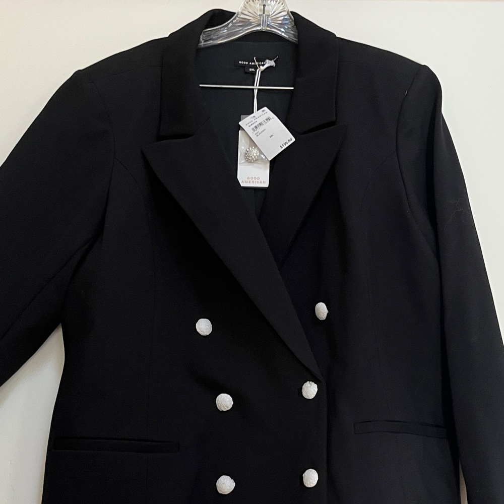 Good American Black Blazer with White Buttons